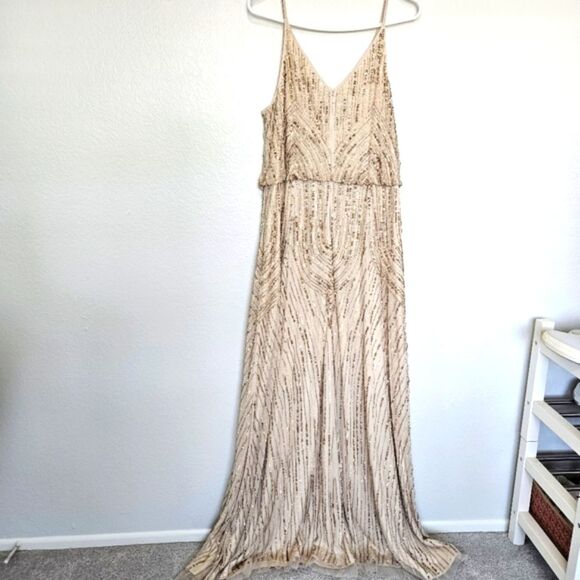 NEW BHLDN Anthropologie | Fidelia Beaded Sequin Maxi Long Dress Womens 16 - Picture 11 of 12